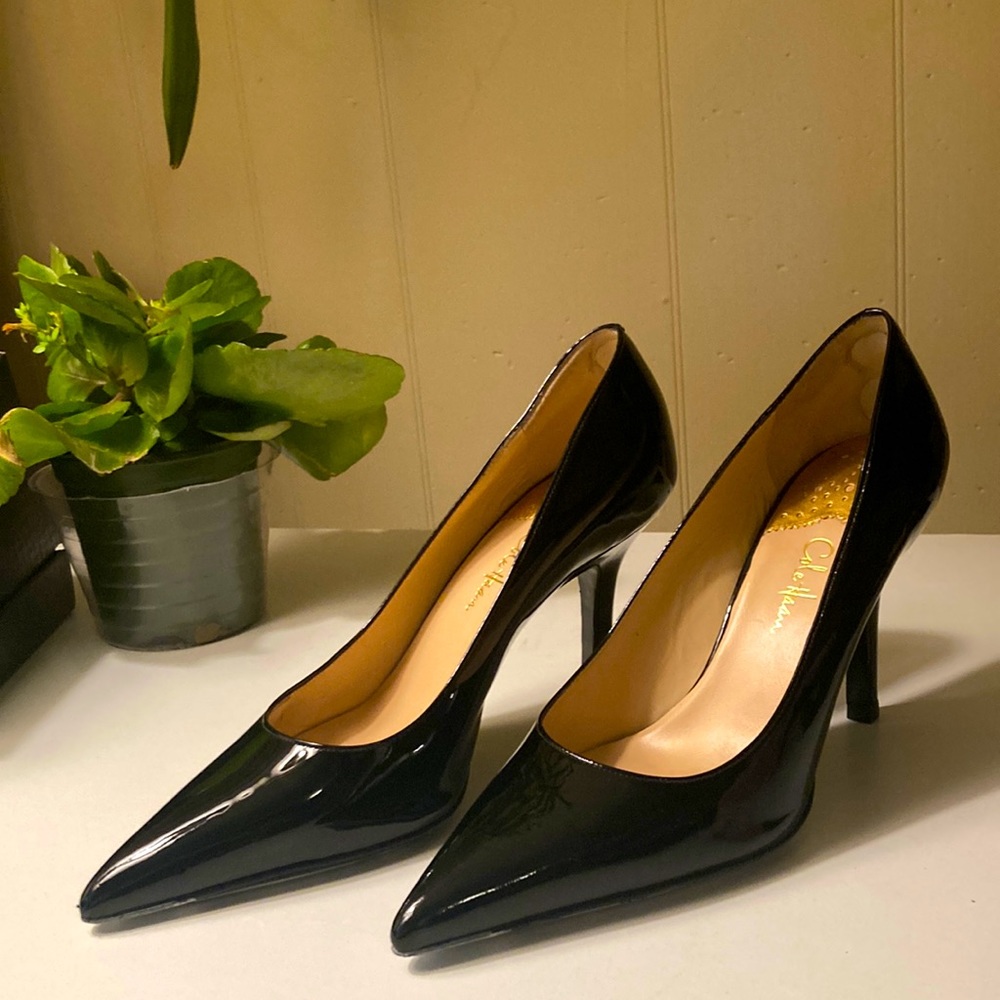Cole Haan Fiona high Nike air pump black patent leather heels